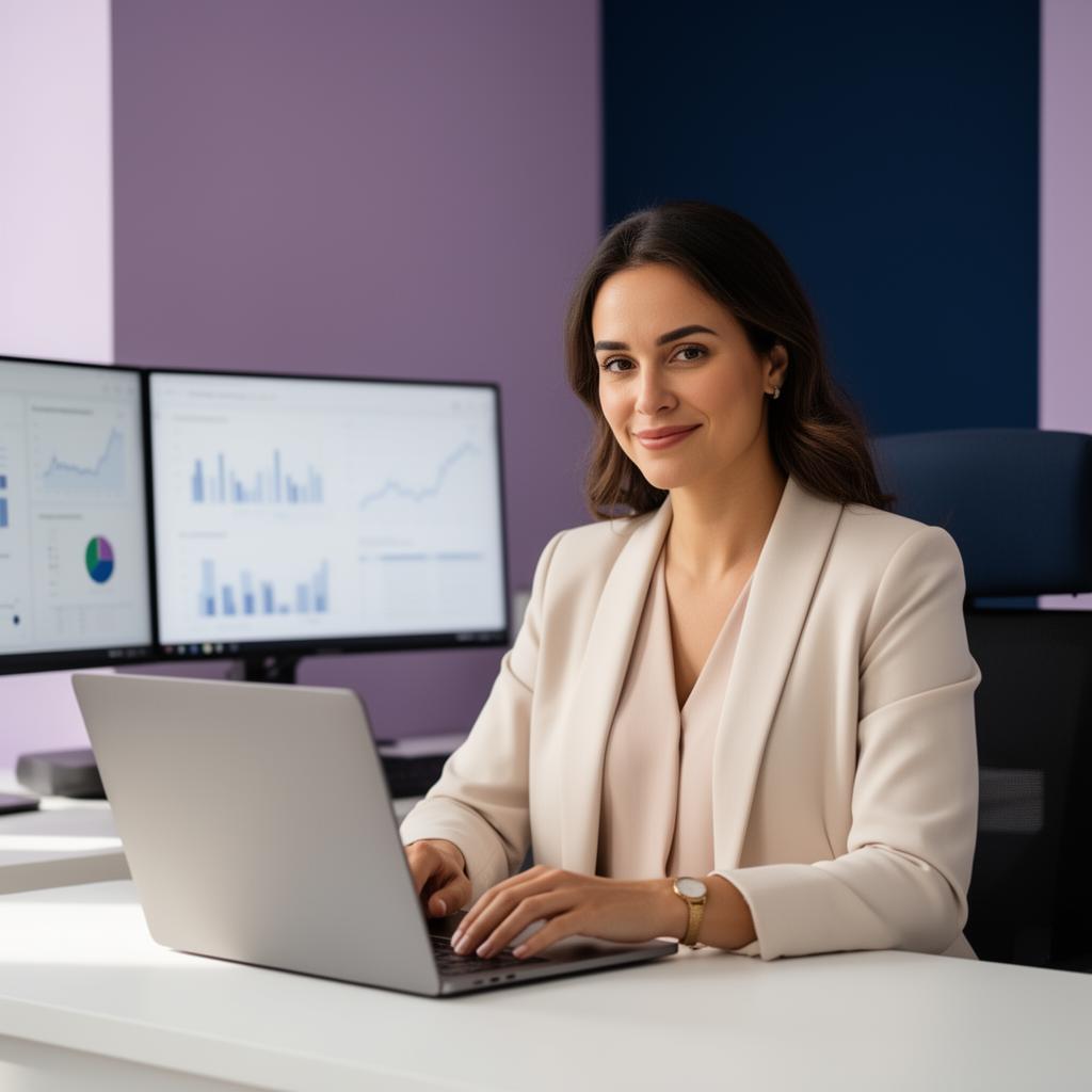 Woman entrepreneur working with AI technology